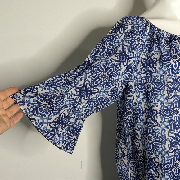 ✨3/$15 Milly for Design Nation blue white 1/2 sleeve blouse XL - Picture 3 of 8